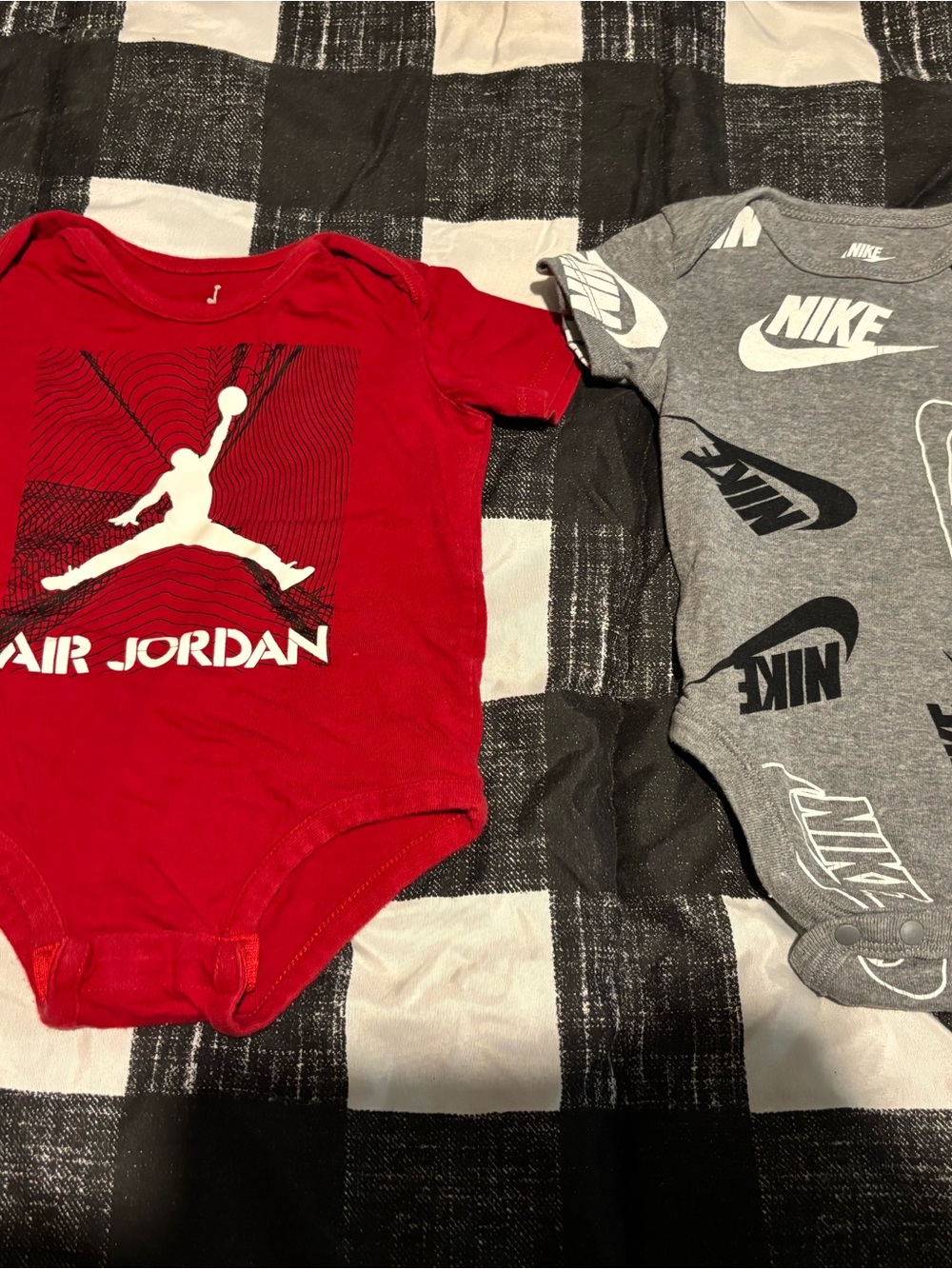Air Jordan Red Baby Onesie & Nike Grey Logo Onesie - 2-Pack